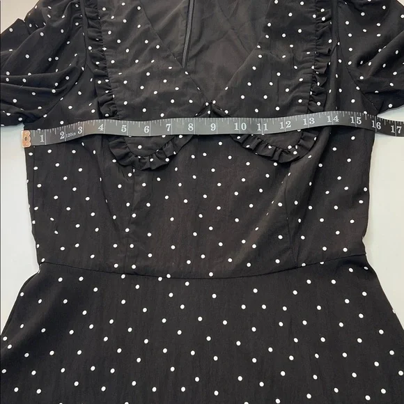 Lulus dress farmhouse cottage polka dot Sweetie Aura Black‎ White Mini Small - Picture 5 of 10